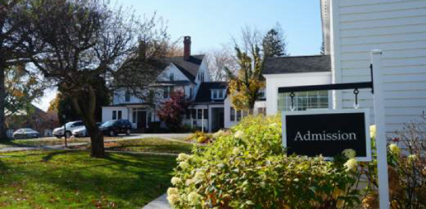 Brooks Admissions Building front sign