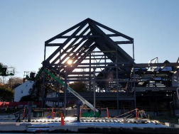 Athletic Center under construction in snow