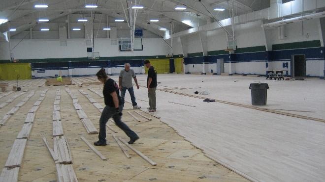Athletic Center gymnasium in construction
